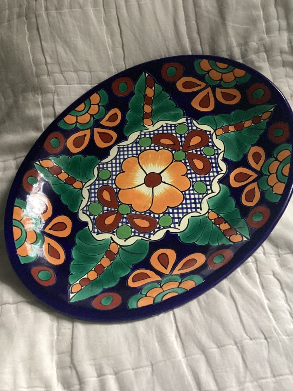 MEXICAN CERAMIC POTTERY OVAL SERVING PLATTER